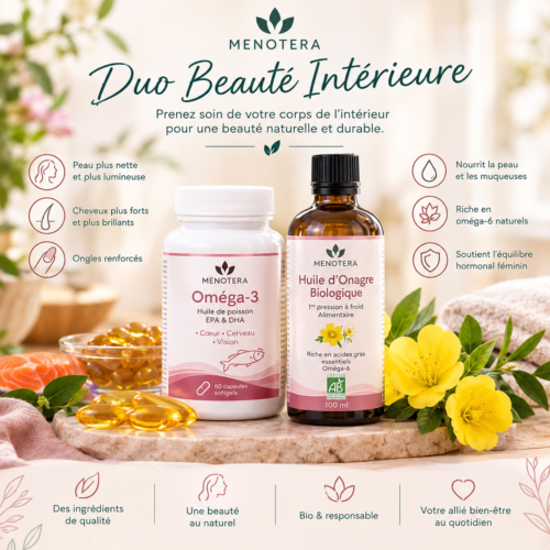 Pack Cheveux & Peau – Oméga 3 & Huile d’Onagre Bio | Menotera
