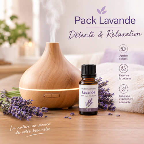 Pack Lavande avec diffuseur et huile essentielle de lavande pour une ambiance relaxante